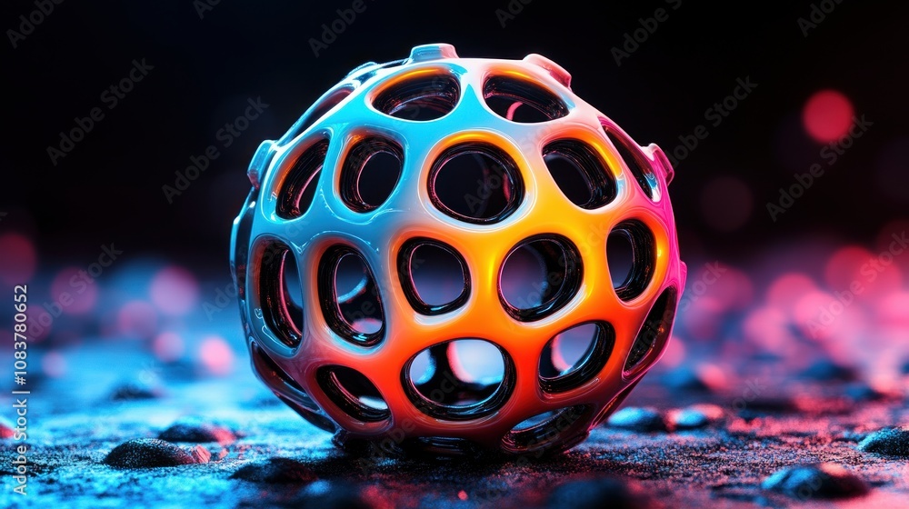 Aufkleber Dynamic 3d sphere display studio environment digital artwork vibrant colors abstract concept for modern design