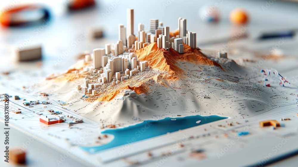 Poster Cityscape model creation urban development architectural visualization studio workspace perspective view innovative design concepts