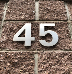 Silver numbers that say 45