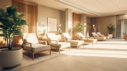 Fototapeta premium A photo of a serene spa waiting area with comfortable chair