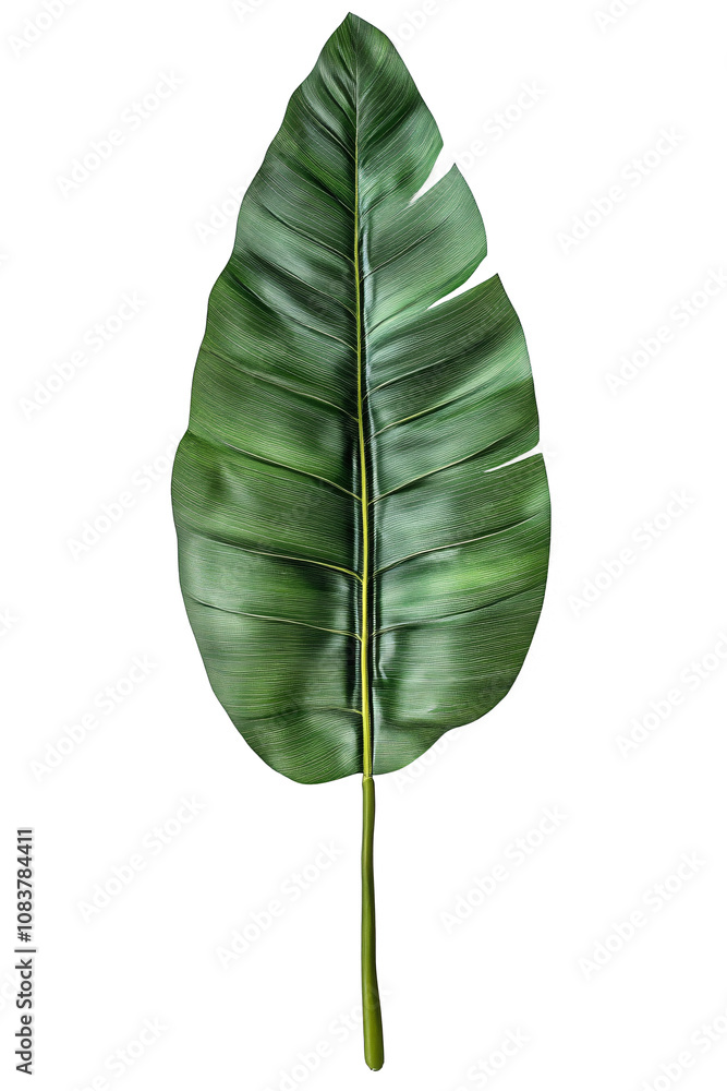 Poster single large banana leaf centered with space around for text