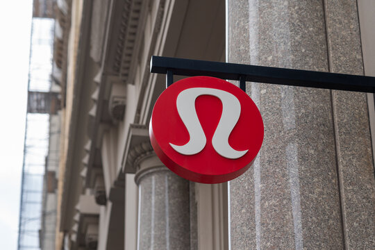 New York City, USA - August 22, 2022: A lululemon logo on the building at their store in New York City, USA. lululemon athletica inc. is a technical athletic apparel, footwear, and accessories company