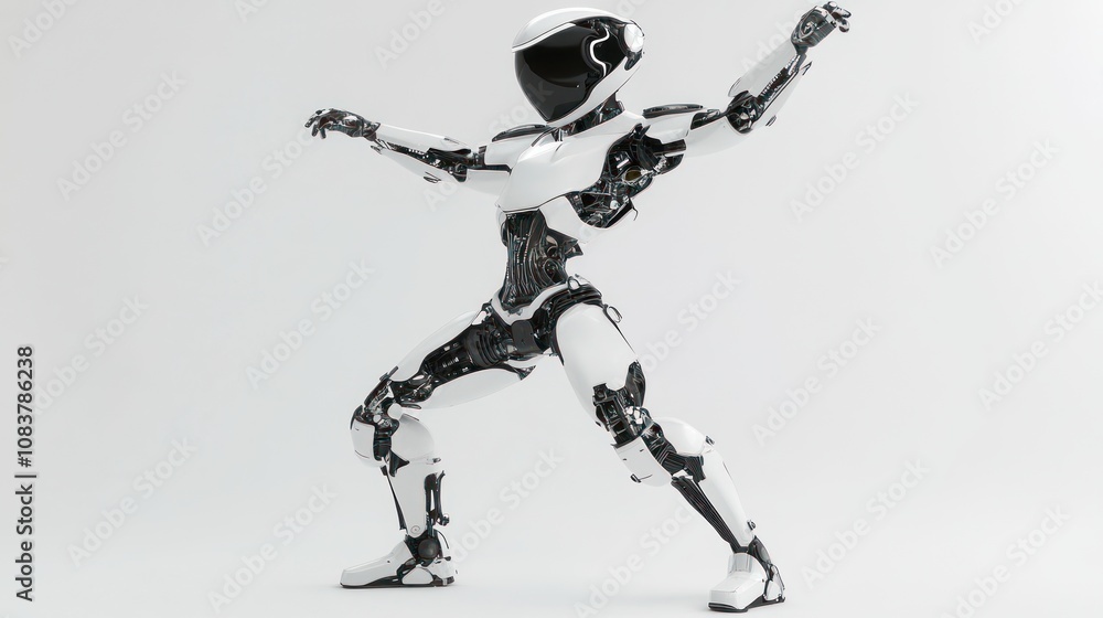 Leinwandbilder a futuristic humanoid robot in a dynamic pose, showcasing advanced design and technology.