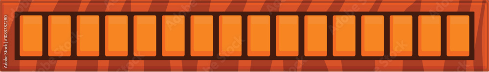 Aufkleber orange loading or progress bar with wooden frame, ideal for video game or software interface