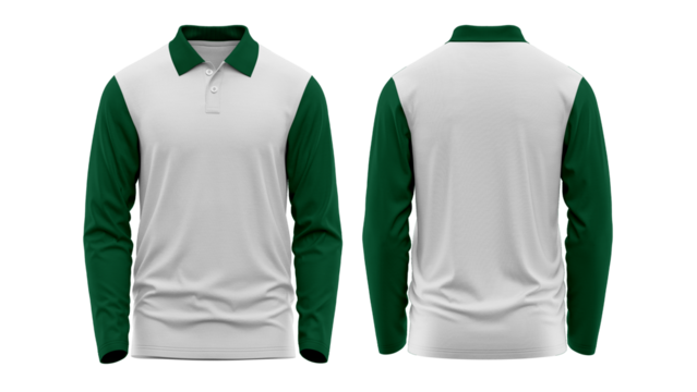 long sleve white and dark green soccer jersey, ideal for promoting club colors and logo, perfect for sports-themed designs and branding concept