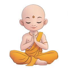 Little kid character for upayanan or thread ceremony isolated on transparent background, png