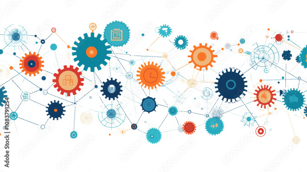 Poster industry 4.0 is about connecting things using smart technology. think of a network of machines and d