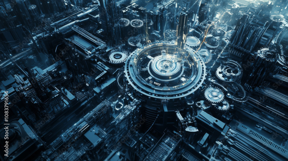 Poster industry 4.0 is about connecting things using smart technology. think of a network of machines and d