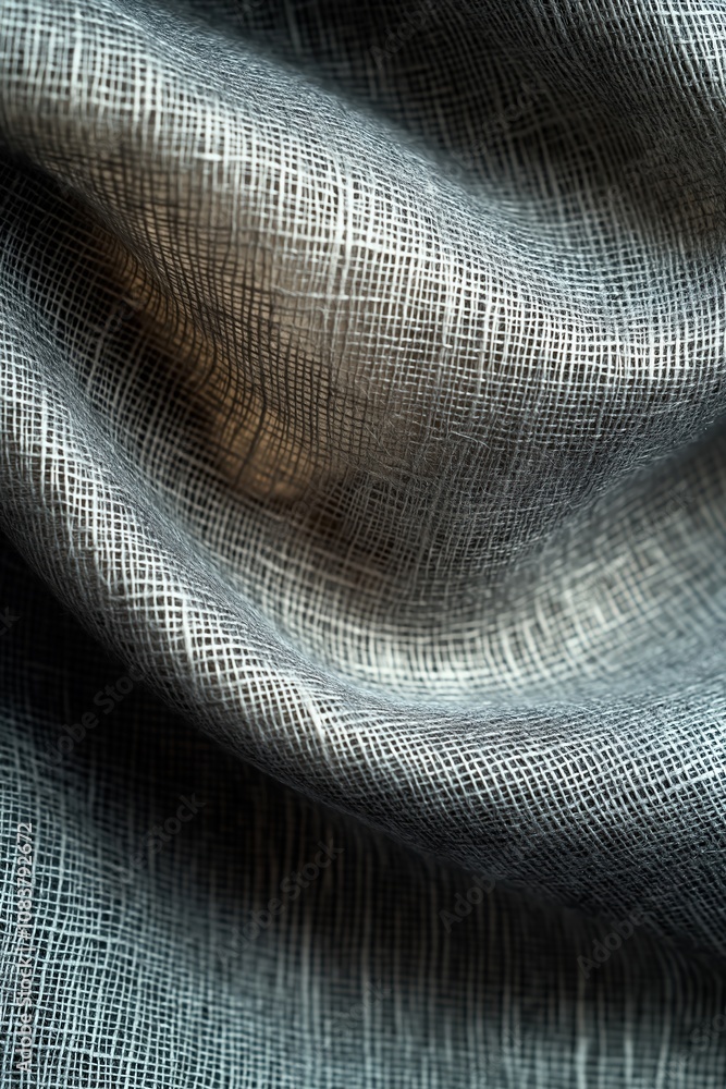 Poster close-up of textured fabric showing intricate weave patterns in neutral tones and natural light