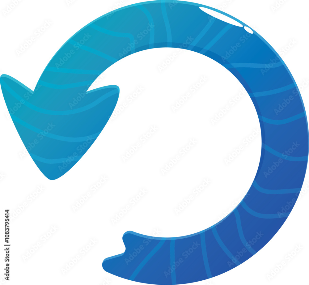 Poster gradient blue arrow forming a continuous circle, symbolizing recursion, repetition, and circular pro
