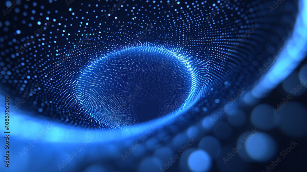 Poster a modern, blue background with a swirling pattern of dots, perfect for reports or presentations. the