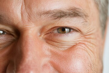 Fototapeta premium Close up of a Smiling Man Showcasing Warmth and Wisdom With Deep-Set Eyes and Genuine Expressions