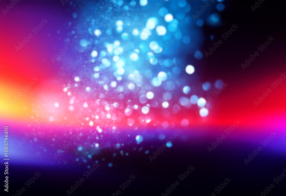 Poster abstract background with a bokeh effect of blue circles and a dark blue background.