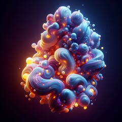 Obraz premium Morphing Amorphous Blobs Glowing fluid like shapes constantly ch