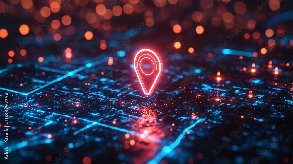 Aufkleber a glowing location pin on a digital map, illustrating navigation or geolocation technology with vibr