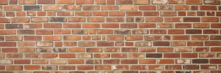 Obraz premium Rustic and weathered old brick wall with faded red and brown tones, perfect for adding a touch of vintage charm to design projects and backgrounds, background, surface