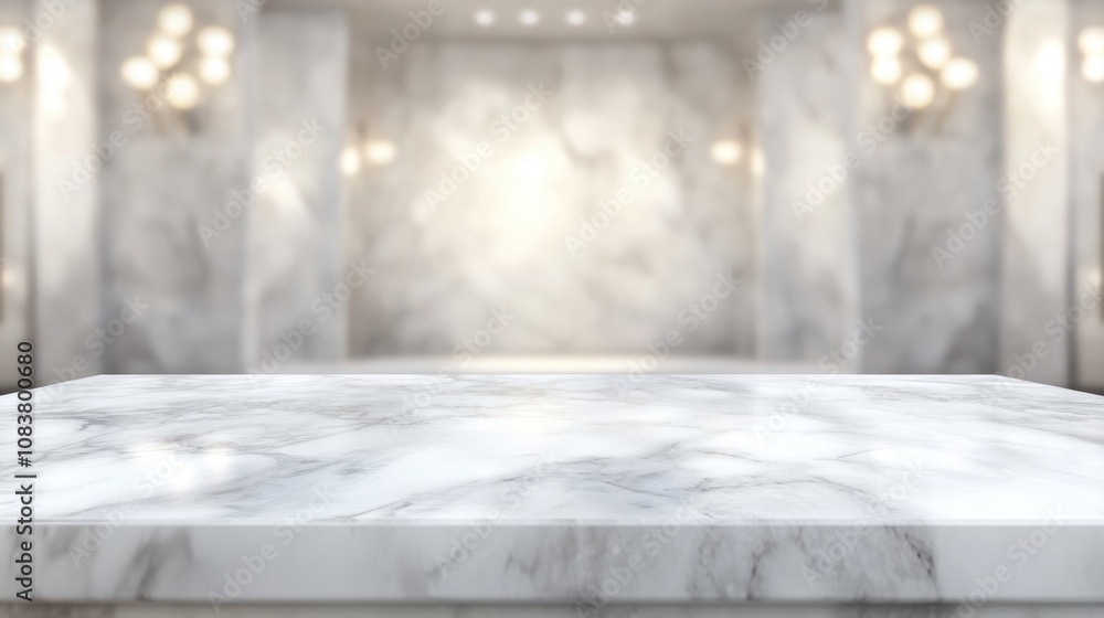 Poster elegant marble background for display and presentation with soft lighting and blurred ambience ideal