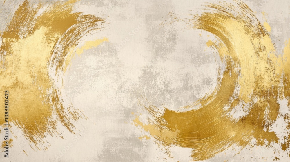 Poster elegant abstract background with golden brush strokes on soft textured canvas, ideal for modern desi
