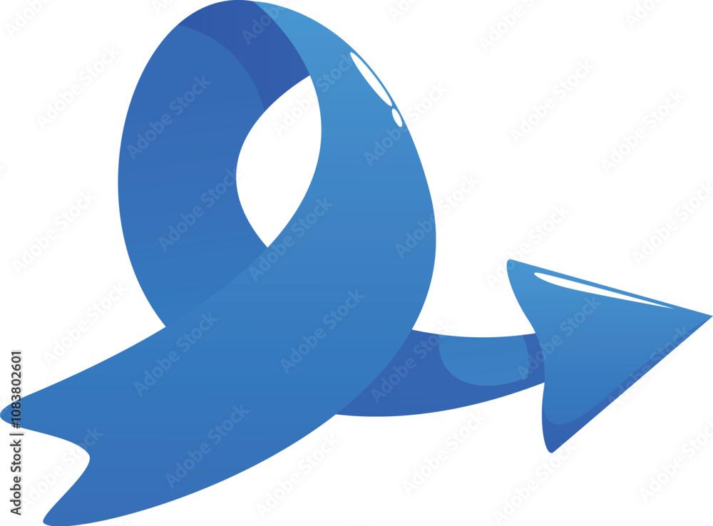 Poster glossy blue ribbon swirling and pointing to the right, creating a dynamic visual element