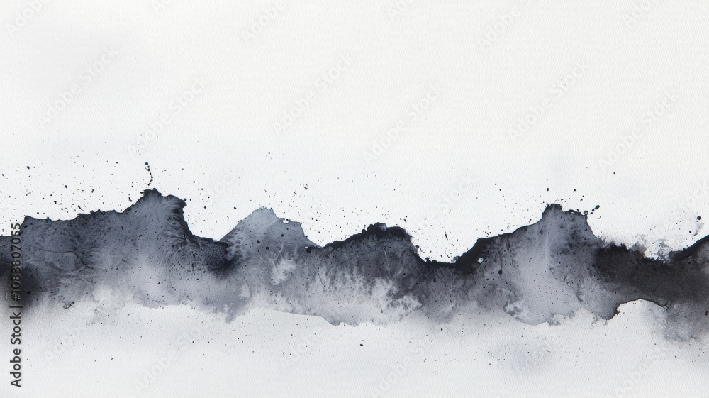 Poster Close-Up of Ink Flowing Across Wet Paper, Creating Abstract Patterns and Spreading Effects, Ideal for Artistic Projects and Backgrounds