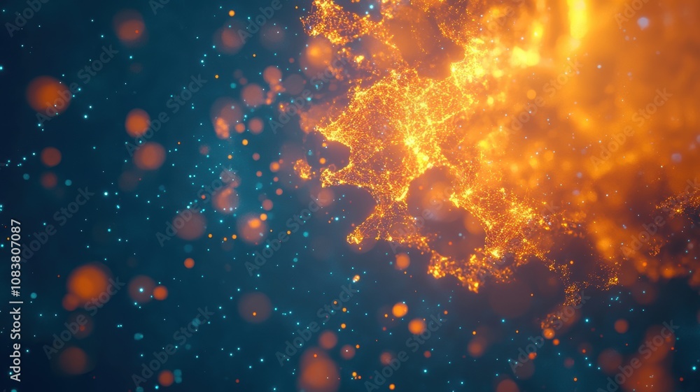 Aufkleber Vibrant Abstract Fractal Patterns Evolving in Digital Animation With Bright Colors and Sparks of Light Capturing Dynamic Movement in a Mesmerizing Visual Experience