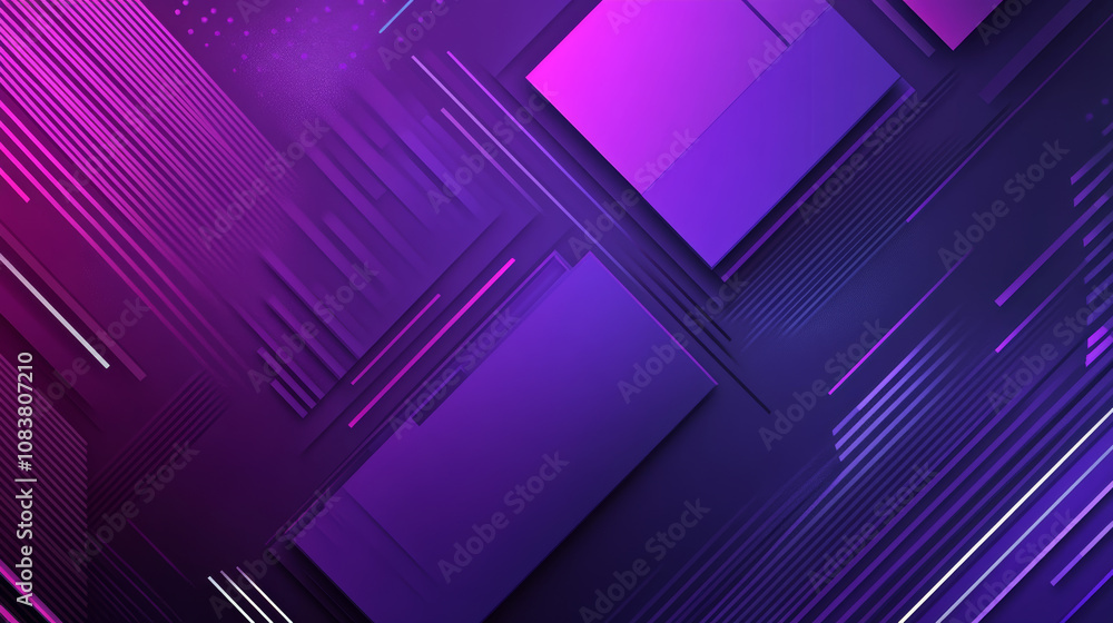 Poster a vibrant purple, tech-inspired background with geometric patterns. it's made with a 3d design and l