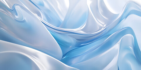 Obraz premium High-end minimalist abstract style wave bubbles, main colors are light blue and white, 3D, abstract, illustration, advertising, wallpaper, background, poster, business, e-commerce, cover, base map