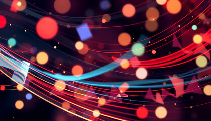 Abstract Christmas, dynamic lines, festive motion convey the excitement and energy of Christmas celebrations
