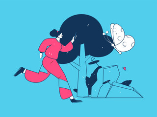 People exercising healthy running vector internet operation illustration
