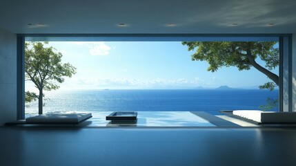 Fototapeta premium Modern Architecture with Ocean View and Infinity Pool