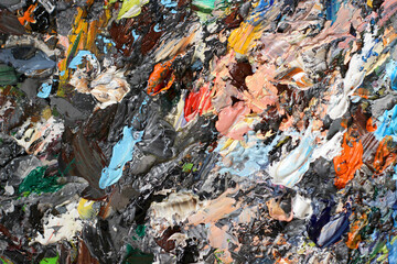 油絵の具テクスチャ 暗め カラフル 抽象画