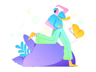 People exercising healthy running vector internet operation illustration
