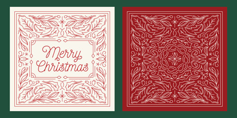Merry Christmas Square Card Vector