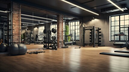 Naklejka premium A photo of a well-organized fitness studio.
