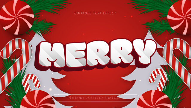 Red Green And White Merry 3d Editable Text Effect - Font Style