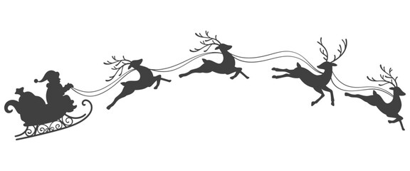 Santa claus riding deer sleigh silhouette vector eps