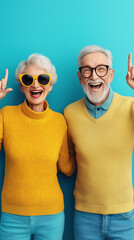 Paar Senioren Lustig