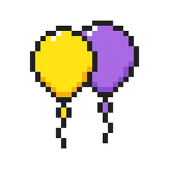 Balloons 8-bit icon, Balloons pixel item.