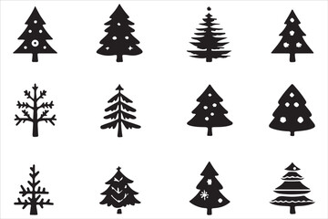 Fototapeta premium Christmas tree silhouette, Holiday vector art, Christmas vector set, Xmas tree clipart, Christmas illustration, Tree silhouette design, Winter holiday graphics, Christmas decor vector, Holiday vector 