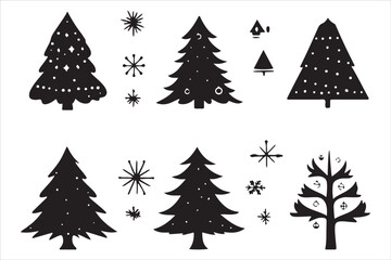 Obraz premium Christmas tree silhouette, Holiday vector art, Christmas vector set, Xmas tree clipart, Christmas illustration, Tree silhouette design, Winter holiday graphics, Christmas decor vector, Holiday vector 