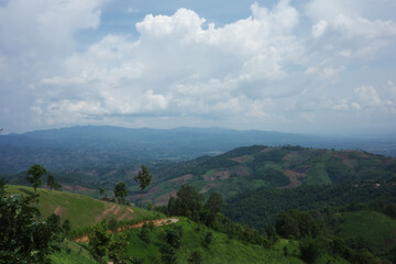Obraz premium mountain scenery cloudy photo Doi Chang, Chiang Rai Province Thailand atmosphere is beautiful view
