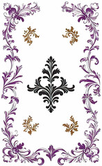 Fototapeta premium Set of floral corners with minimalistic plant pattern, vector illustration, monochrome, isolated on white background