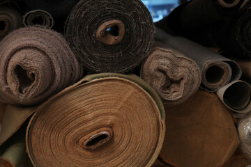 Obraz premium leather stock rolled up and stored old vintage classic