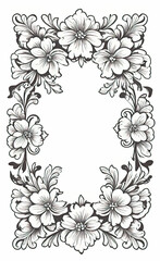 Fototapeta premium Set of floral corners with minimalistic plant pattern, vector illustration, monochrome, isolated on white background