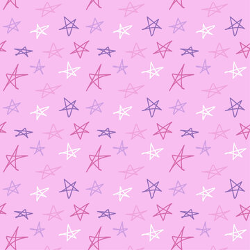 Cute seamless pattern with stars in pastel colours