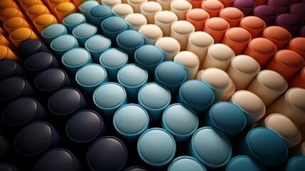 A photo of foam rollers neatly stacked.