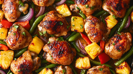 A Fantastic Dinner Option: Irresistible Hawaiian Sheet Pan Chicken with Vibrant Vegetables