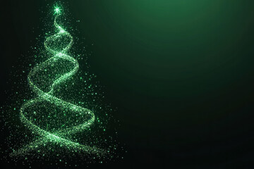 Obraz premium A stylized Christmas tree twirls across a dark green backdrop