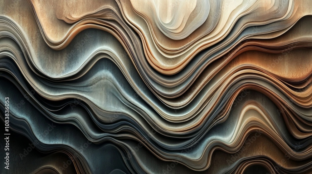 Poster the image is a series of waves made out of paper
