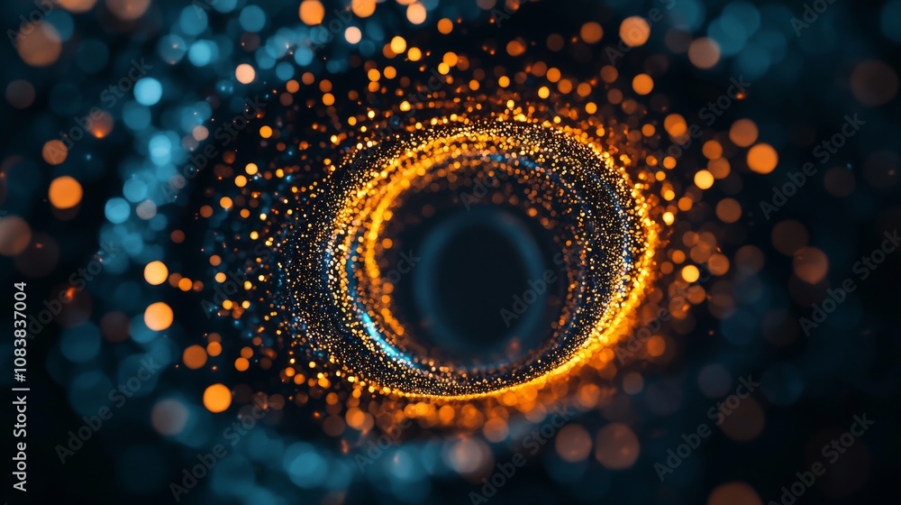 Aufkleber a vibrant swirl of orange and blue particles forms a mesmerizing pattern, creating a sense of depth 